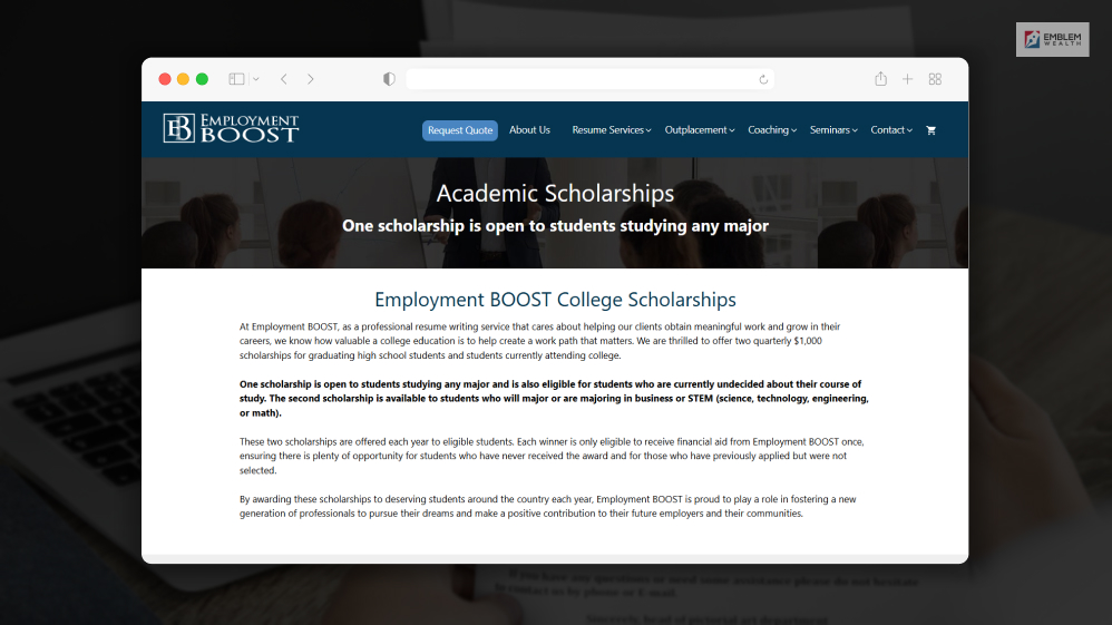 Employment Boost College Scholarships