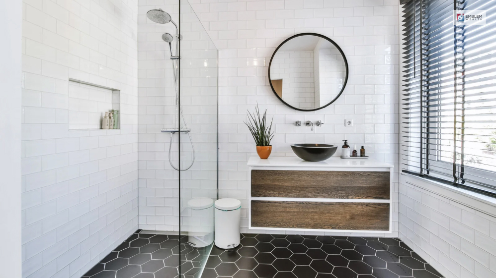 Matte Black Surfaces and Appliances with a White Wall